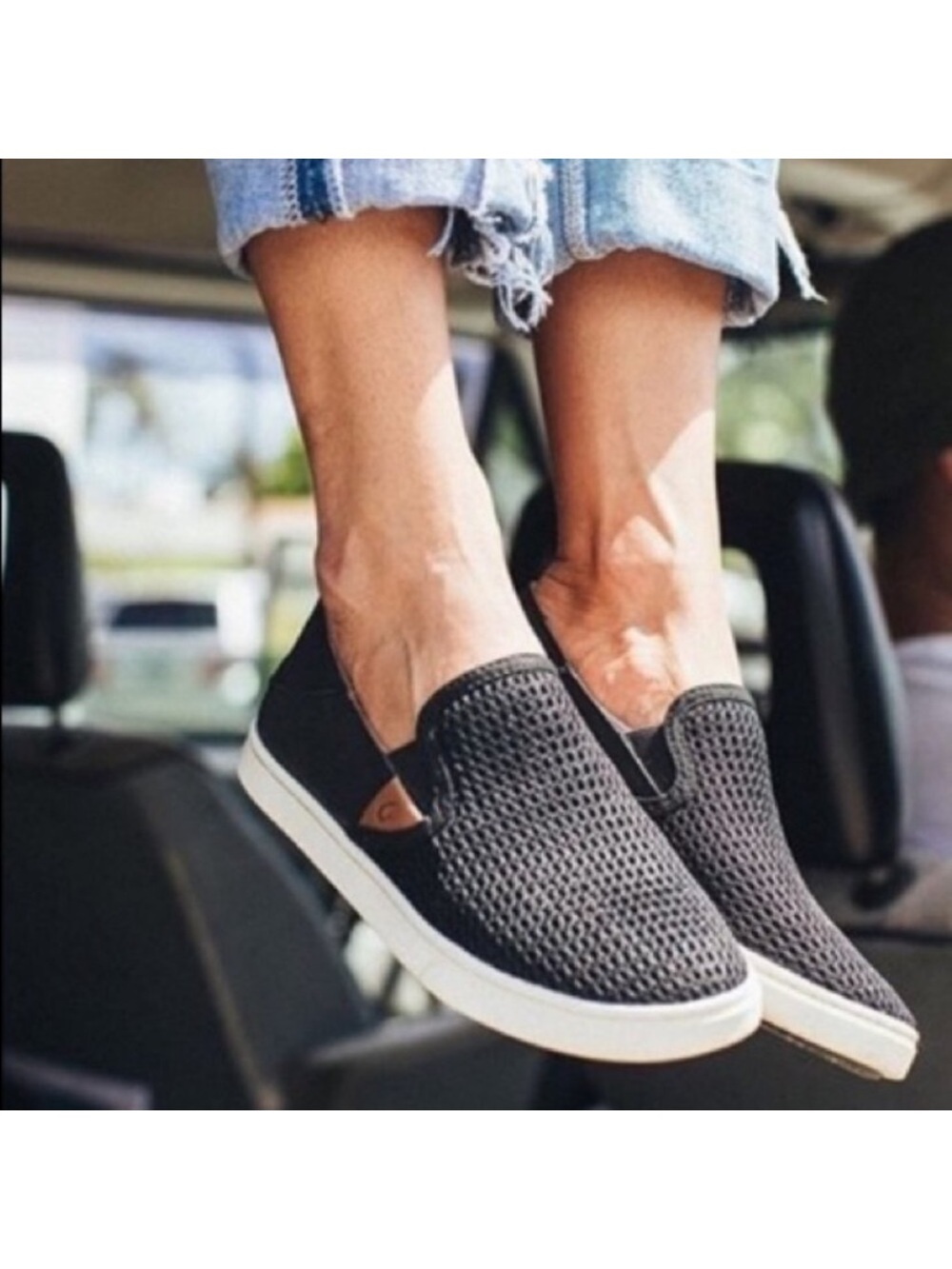 Olukai Pehuea Black Mesh Slip On Sneakers Shoes Womens Size 8 20271-4040 Casual - Picture 5 of 15